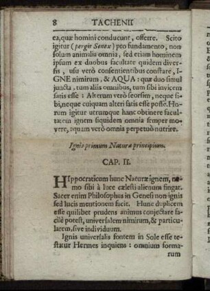 Ignis primum Naturae principium. Cap. II.