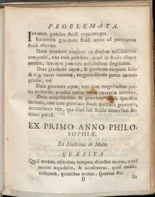 Ex Primo Anno Philosophiæ.