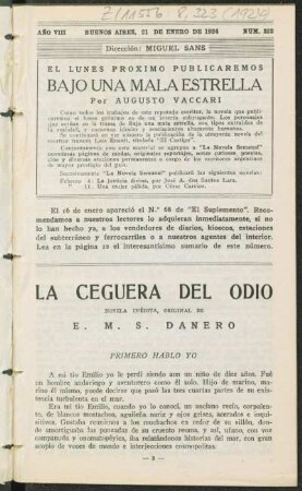 1924008323: La ceguera del odio : novela inédita