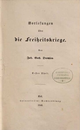 Vorlesungen über die Freiheitskriege, 1