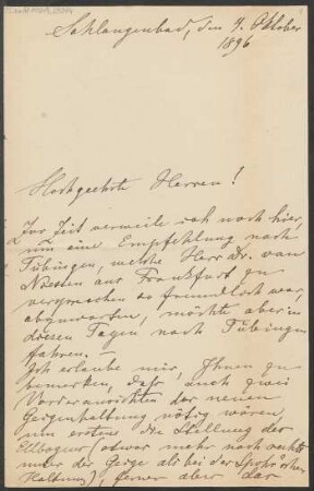 Brief an B. Schott's Söhne : 04.10.1896