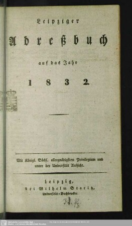 1832: Leipziger Adreß-Buch