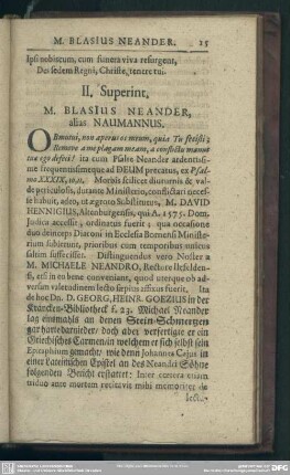 II. Superint. M. Blasius Neander, alias Naumannus