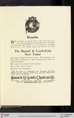 Bausch & Lomb Optical Co. [Bausch & Lomb-Zeiss New Tessar Lens]