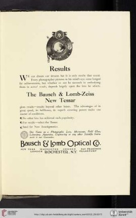 Bausch & Lomb Optical Co. [Bausch & Lomb-Zeiss New Tessar Lens]
