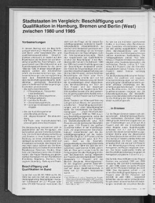 Stadtstaaten im Vergleich: Beschäftigung und Qualifikation in Hamburg, Bremen und Berlin (West) zwischen 1980 und 1985