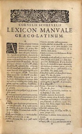 Corn. Schrevelii Lexicon Manuale Graeco-Latinum & Latino-Graecum