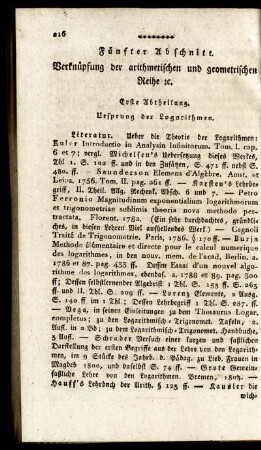 Fünfter Abschnitt. Verknüpfung der arithmetischen und geometrischen Reihe.