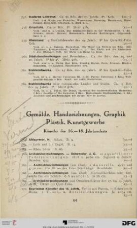 Gemälde; Handzeichnungen, Graphik, Plastik, Kunstgewerbe (Nr. 763-1030)