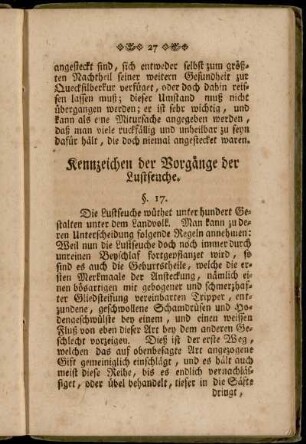 Kennzeichen der Vorgänge der Lustseuche. §. 17. - §. 21.