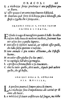 Oracoli Della S. Apollonia Rovella.