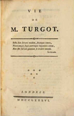 Vie de M. Turgot