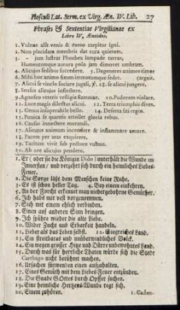 Phrases & Sententiae Virgilianae ex Libro IV. Aeneidos.