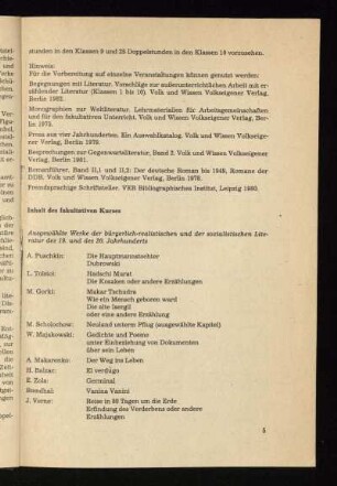 Inhalt des fakultativen Kurses