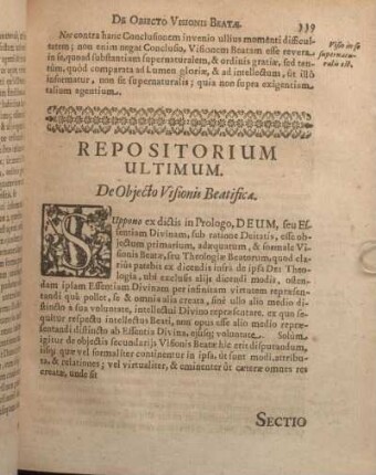 Repositorium Ultimum. De Objecto Visionis Beatifica.