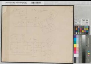 Siegen (Siegen) oberes Schloß und Nebengebäude Grundriß 4. Etage nach 1820 50 rh. Fuß = 13 cm 40 x 50 Zeichnung KSA Nr. 296d