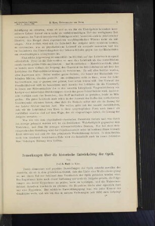 Bemerkungen über die historische Entwickelung der Optik.
