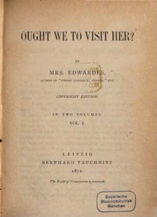 Ought we to visit her?, 1