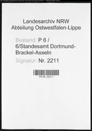 Sterberegister Standesamt Dortmund-Brackel-Asseln (XVI)