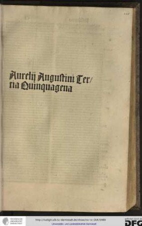 Aurelii Augustini tertia quinquagena.