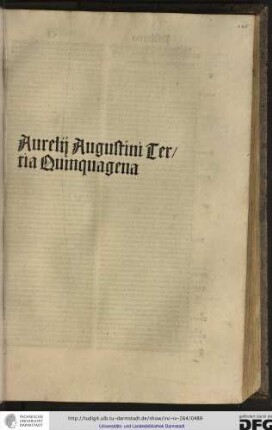 Aurelii Augustini tertia quinquagena.