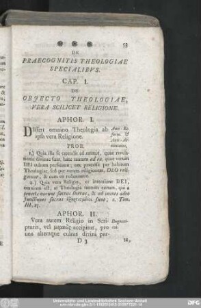 Praecognitis Theologiae Specialibus.