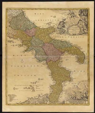 Politische Karte vom Königreich Neapel, 1:1 100 000, Kupferstich, nach 1752. - Aus: Atlas mapparum geographicarum generalium & specialium Centum Foliis compositum et quotidianis usibus accommodatum - Norimbergae, 1791