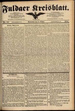Erste Ausgabe vom Samstag, den 15. Oktober 1904.