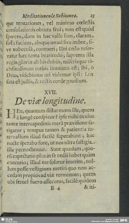 XVII. De viae logitudine