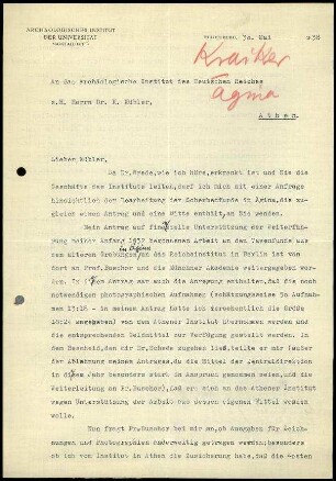 W. Kraiker an K. Kübler