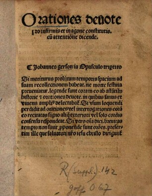 Orationes deuote pro infirmis et in agone constitutis : cu[m] attentione decende