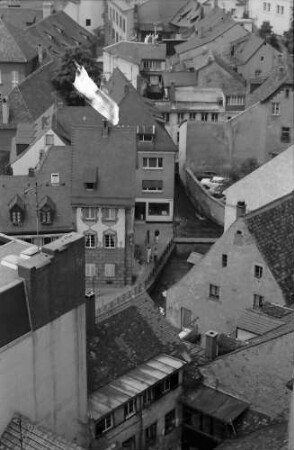 Freiburg: Blick vom Schwabentor, Richtung Gerberau und Martinstor