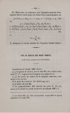 Sur le cercle des neuf points.
