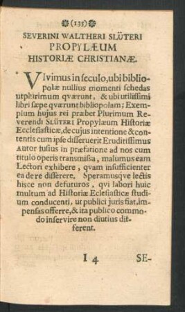 Severini Waltheri Slüteri Propylaeum Historiae Christianae.