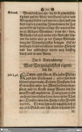 Die II. Betrachtung, Was Vergnüglichkeit eigentlich sey