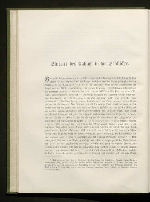 Eintritt des Rahms in die Geschichte.