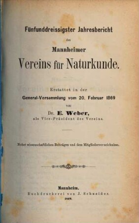 Jahresbericht. 35. 1869