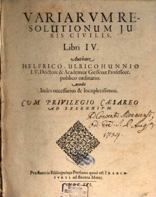 Variarum resolutionum iuris civilis libri IV