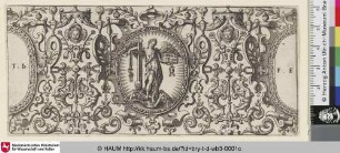 Christ religio [Ornamentfries mit einem Engel über dem Tod triumphierend an einem Kreuz]