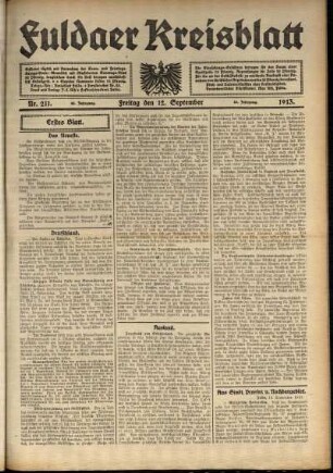 Ausgabe vom Freitag, den 12. September 1913.