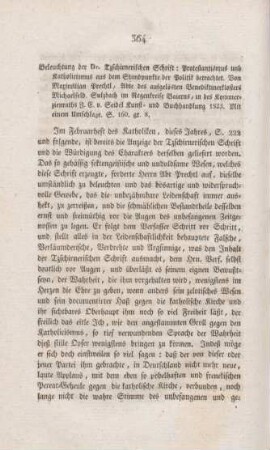 364-369 "Protestantismus und Katholicismus aus den Standpunkte der Politik betrachtet" von Tzschirner