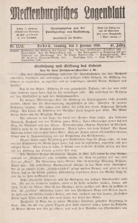 Nr. 12/13. Rostock, Sonntag, den 2. Februar 1919.