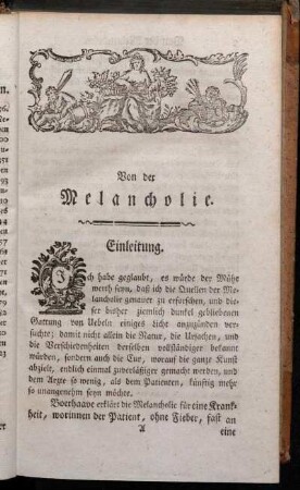 Von der Melancholie. Einleitung.