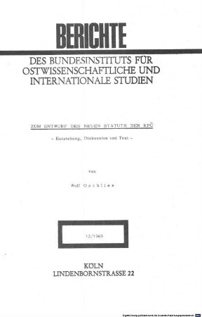 Zum Entwurf des neuen Statuts der KPČ : Entstehung, Diskussion und Text