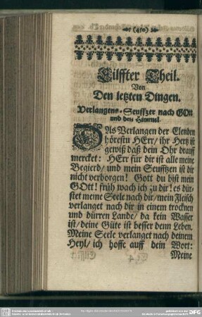Eilffter Theil. Von Den letzten Dingen