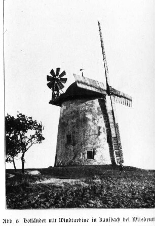 Wilsdruff-Kaufbach. Holländermühle mit Windturbine, Repro