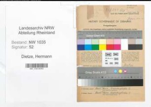 Entnazifizierung Hermann Dietze , geb. 04.09.1898 (Angestellter)