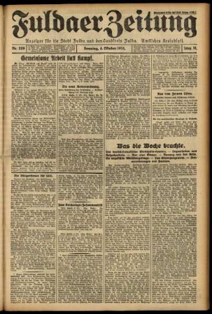 Erste Ausgabe vom Sonntag, den 04. Oktober 1931.