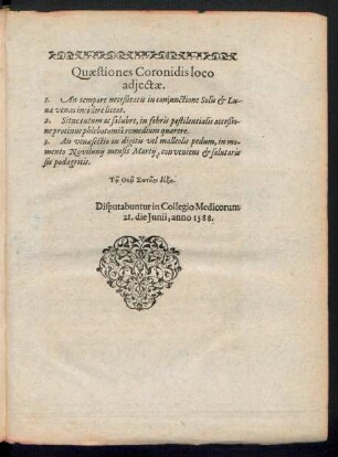 Quaestiones Coronidis loco adiectae.