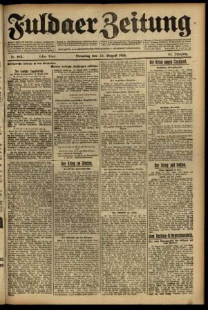Erste Ausgabe vom Dienstag, den 22. August 1916.